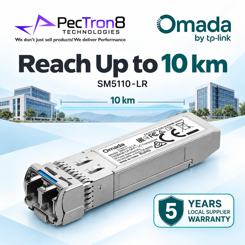 TP-Link Omada SM5110-LR 10GBase-LR SFP+ LC Transceiver – 10Gbps Single-Mode Fiber Module, 10km Reach