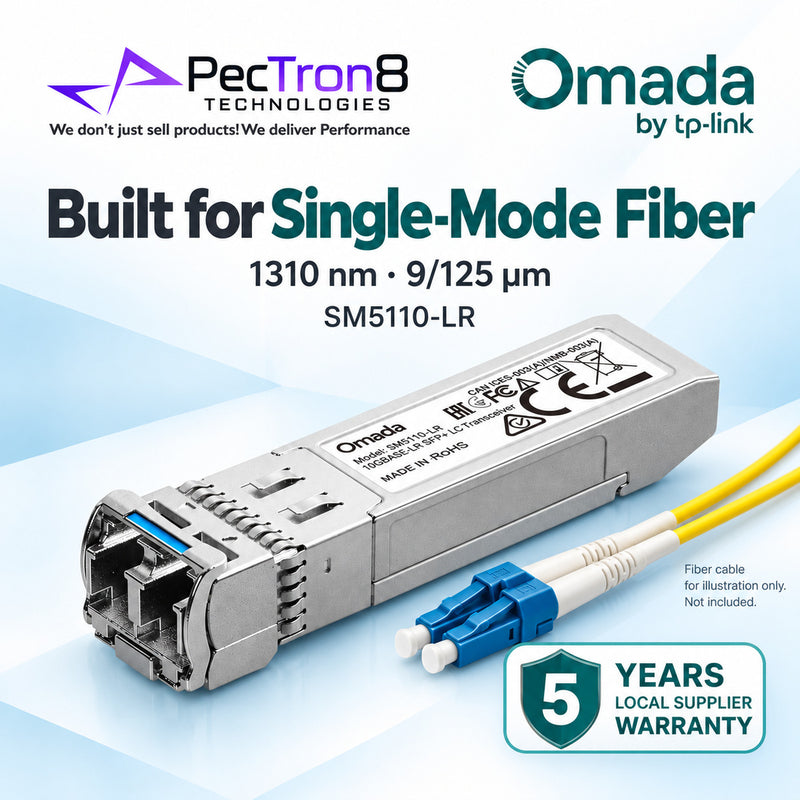 TP-Link Omada SM5110-LR 10GBase-LR SFP+ LC Transceiver – 10Gbps Single-Mode Fiber Module, 10km Reach