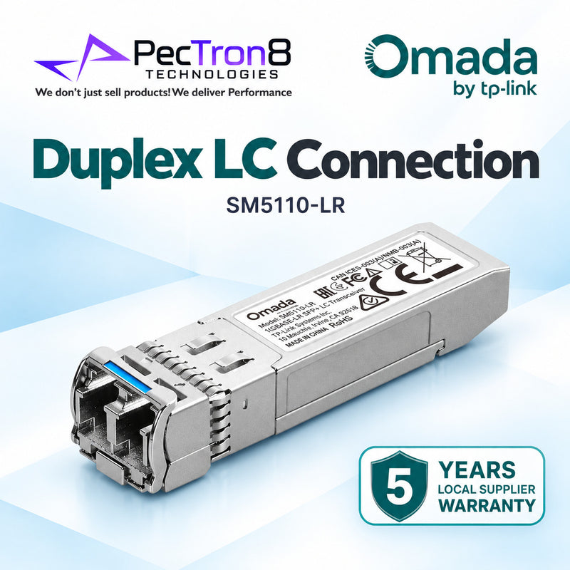 TP-Link Omada SM5110-LR 10GBase-LR SFP+ LC Transceiver – 10Gbps Single-Mode Fiber Module, 10km Reach