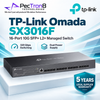 TP-Link Omada SX3016F 16-Port 10GE SFP+ L2+ Managed Switch – 320 Gbps, Static Routing, Omada SDN Cloud Management