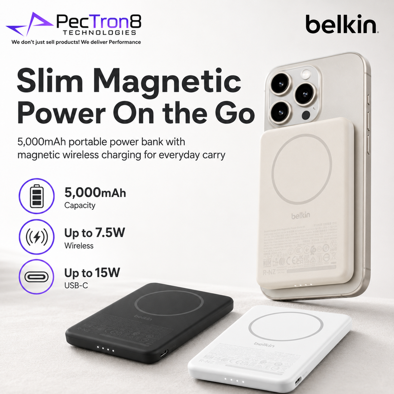 Belkin BoostCharge 5K Slim Magnetic Power Bank BPD010 – 5000mAh Wireless Portable Charger