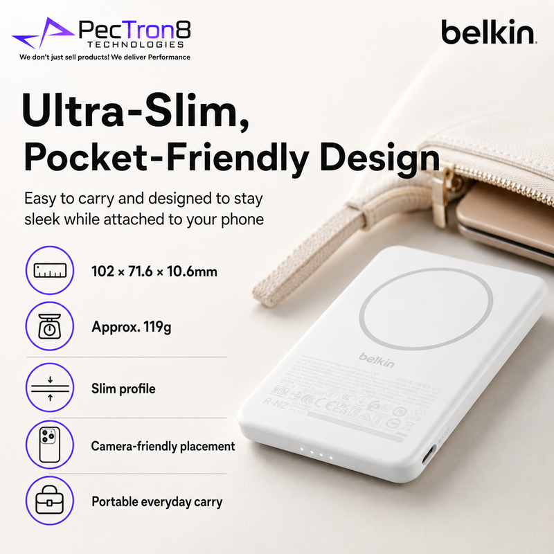Belkin BoostCharge 5K Slim Magnetic Power Bank BPD010 – 5000mAh Wireless Portable Charger
