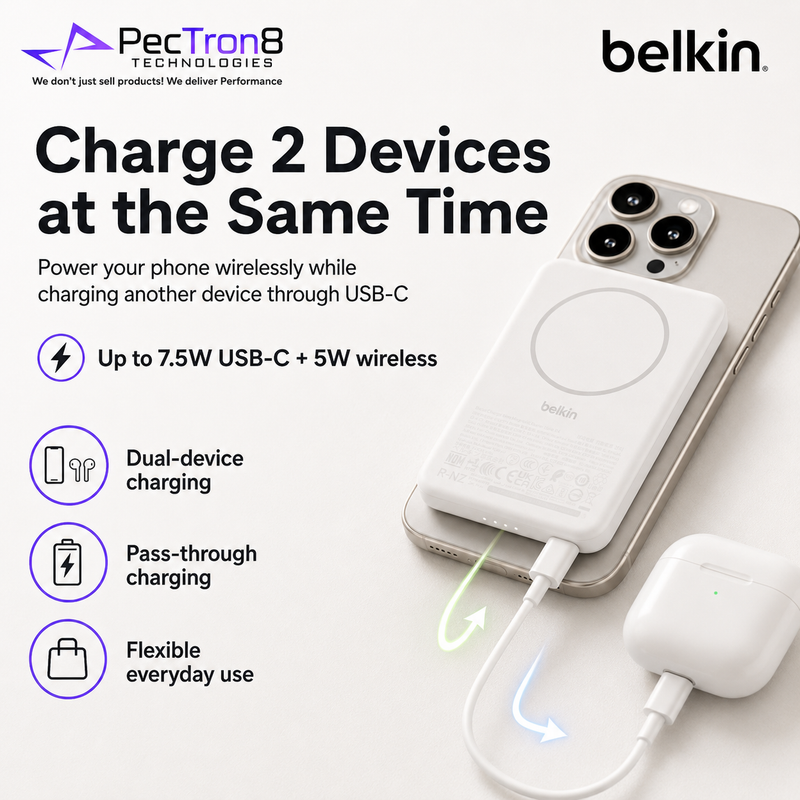 Belkin BoostCharge 5K Slim Magnetic Power Bank BPD010 – 5000mAh Wireless Portable Charger