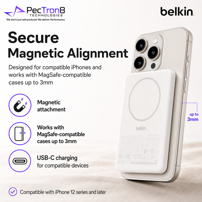 Belkin BoostCharge 5K Slim Magnetic Power Bank BPD010 – 5000mAh Wireless Portable Charger