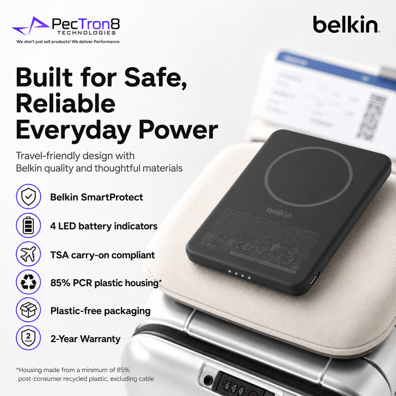 Belkin BoostCharge 5K Slim Magnetic Power Bank BPD010 – 5000mAh Wireless Portable Charger