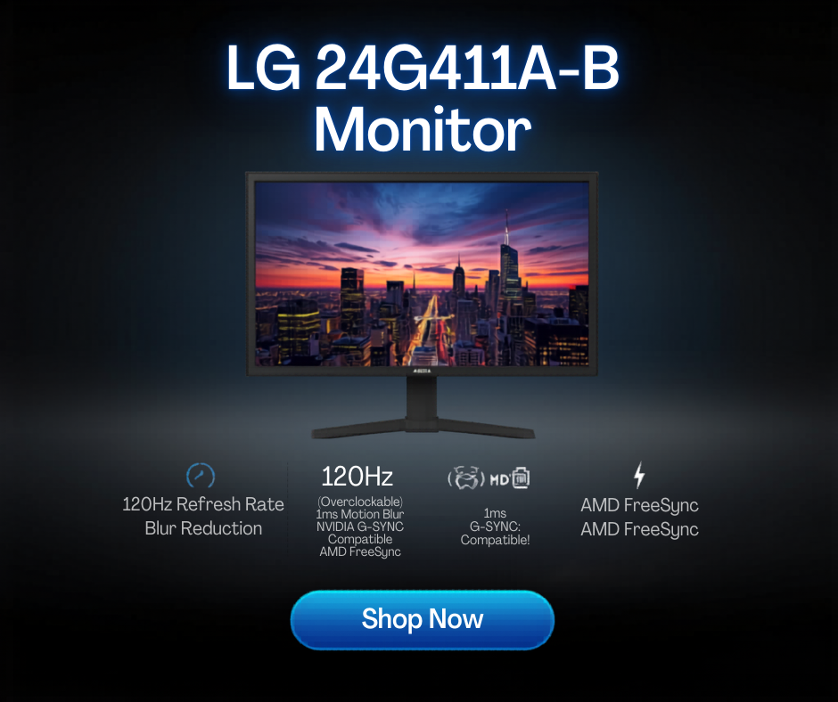LG UltraGear™ G4 24-inch 144Hz Overclock FHD IPS Gaming Monitor | 24G411A with NVIDIA® G-SYNC® compatible, SRGB 99% (Typ.)