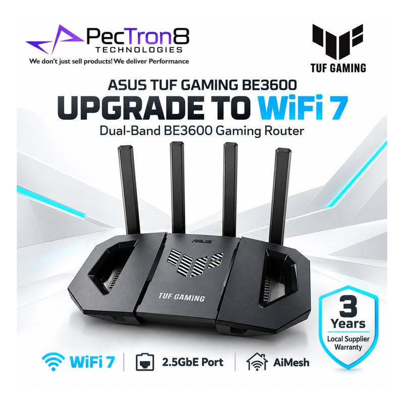 ASUS TUF Gaming BE3600 Dual-Band Wi-Fi 7 Gaming Router – 2.5GbE, AiMesh, USB 3.2, Quad-Core Processor
