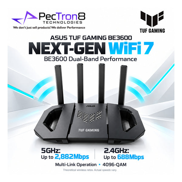 ASUS TUF Gaming BE3600 Dual-Band Wi-Fi 7 Gaming Router – 2.5GbE, AiMesh, USB 3.2, Quad-Core Processor