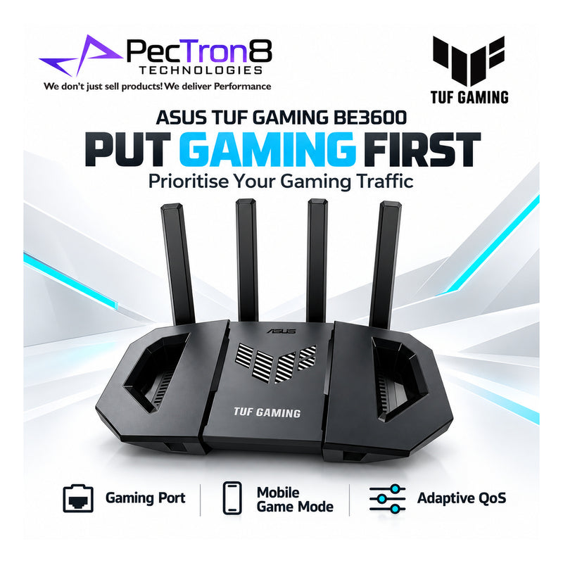 ASUS TUF Gaming BE3600 Dual-Band Wi-Fi 7 Gaming Router – 2.5GbE, AiMesh, USB 3.2, Quad-Core Processor