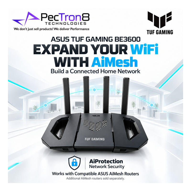 ASUS TUF Gaming BE3600 Dual-Band Wi-Fi 7 Gaming Router – 2.5GbE, AiMesh, USB 3.2, Quad-Core Processor