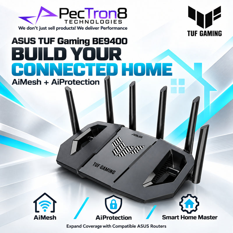 ASUS TUF Gaming TUF-BE9400 BE9400 Dual-Band Wi-Fi 7 Gaming Router – 10GbE, 2.5GbE, AiMesh, AiProtection Pro