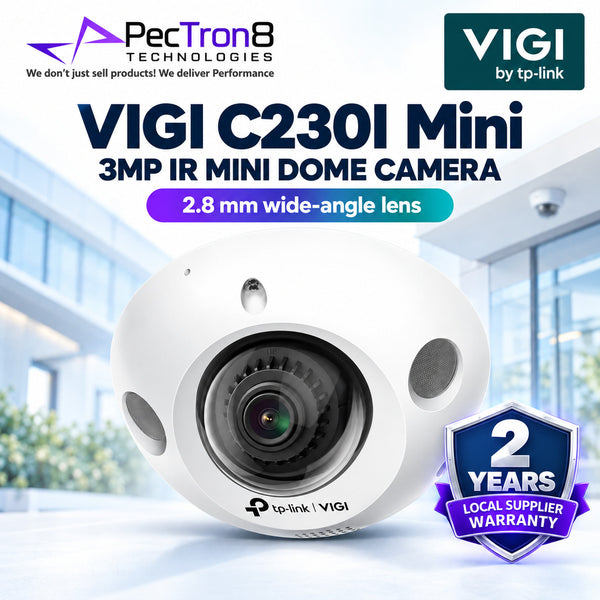 TP-Link VIGI C230I Mini 3MP IR Dome Network Camera – H.265+, Smart IR 30m, Human & Vehicle Detection, PoE