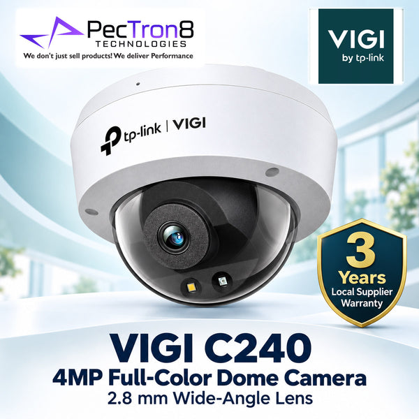 TP-Link VIGI C240 4MP Full-Color Dome Network Camera – IP67, IK10, PoE, Built-in Microphone, AI Detection