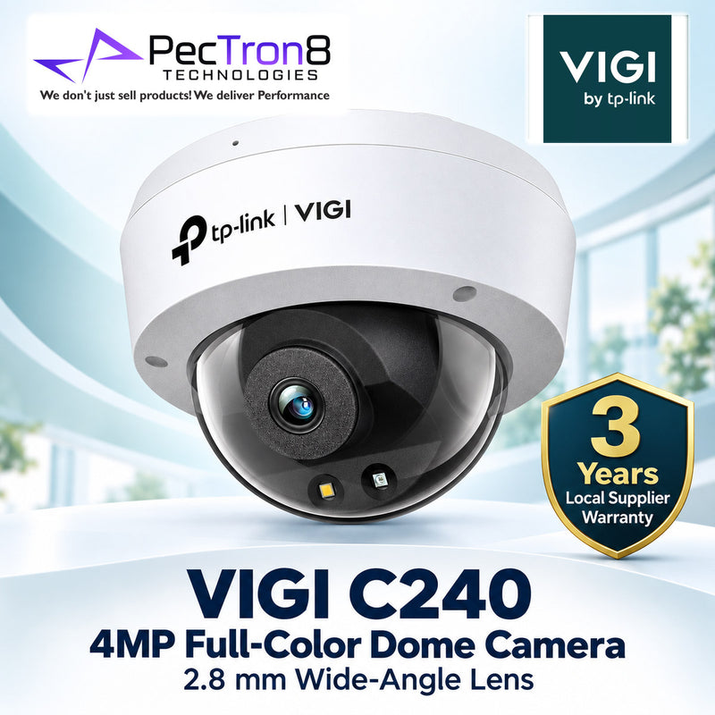 TP-Link VIGI C240 4MP Full-Color Dome Network Camera – IP67, IK10, PoE, Built-in Microphone, AI Detection