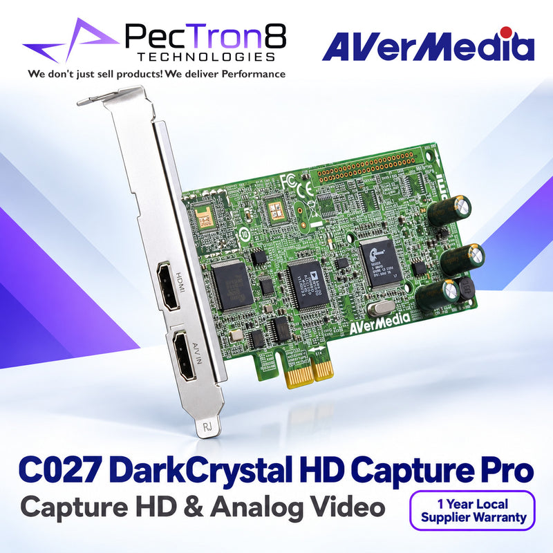 AVerMedia DarkCrystal HD Capture Pro C027 PCIe Capture Card – HDMI, Component, Composite & S-Video, Real-Time H.264 Recording, 1080i Capture