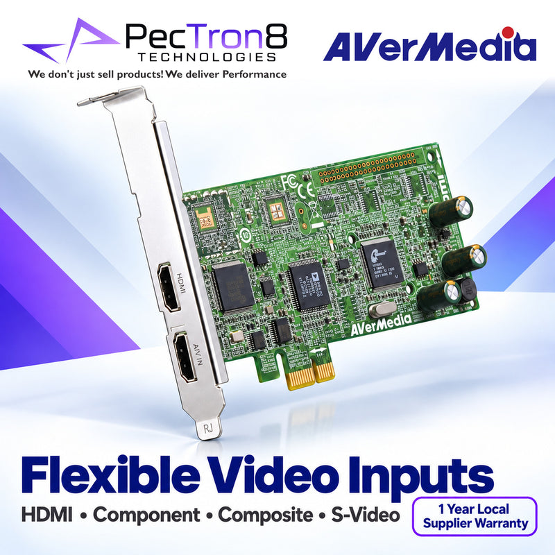 AVerMedia DarkCrystal HD Capture Pro C027 PCIe Capture Card – HDMI, Component, Composite & S-Video, Real-Time H.264 Recording, 1080i Capture