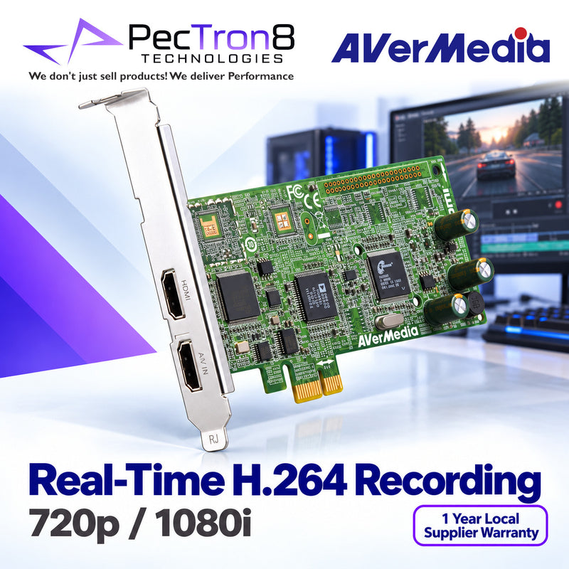 AVerMedia DarkCrystal HD Capture Pro C027 PCIe Capture Card – HDMI, Component, Composite & S-Video, Real-Time H.264 Recording, 1080i Capture