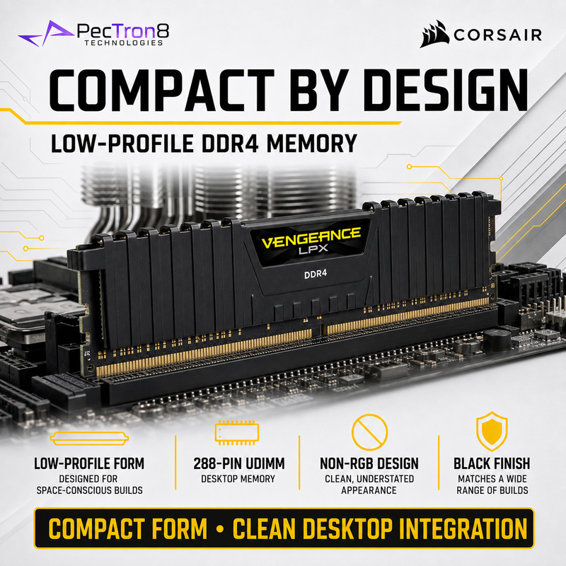 CORSAIR VENGEANCE LPX 16GB (2×8GB) DDR4 3600MT/s CL18 Desktop Memory Kit – Black | CMK16GX4M2D3600C18