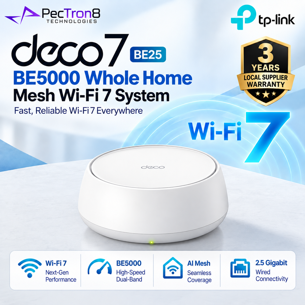 TP-Link Deco BE25 BE5000 Whole Home Mesh Wi-Fi 7 System – Dual-Band, 2×2.5GbE, AI Mesh, Multi-Link Operation