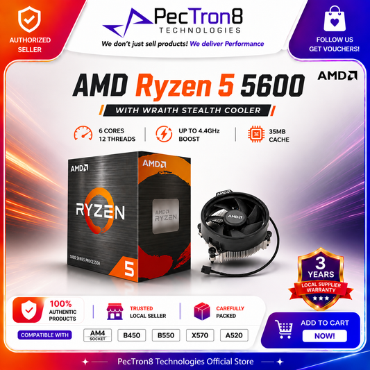AMD Ryzen 5 5600 Processor with Wraith Stealth Cooler AM4 6 Core 12 Thread 4.4GHz 35MB Cache