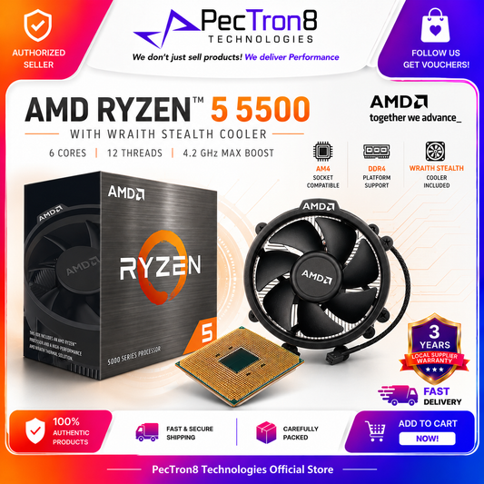 AMD Ryzen 5 5500 Processor 6 Cores 12 Threads AM4 4.2GHz with Wraith Stealth Cooler