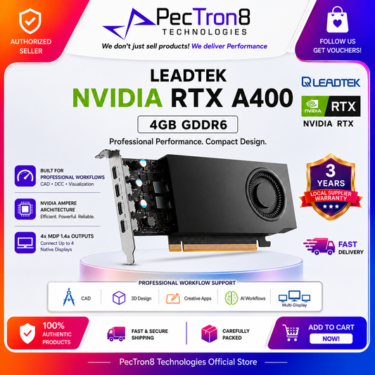 NVIDIA RTX A400 4GB GDDR6 Leadtek Professional GPU 4x mDP 1.4a Single-Slot PCIe 4.0 x8