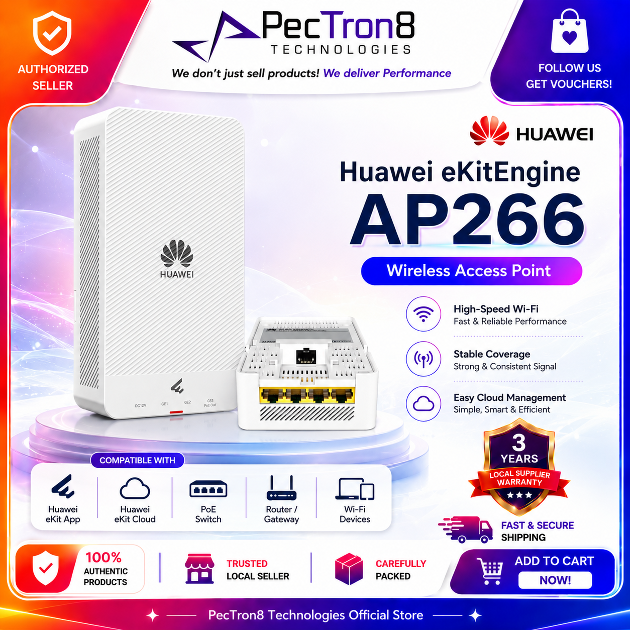 Huawei eKitEngine AP266 WiFi 6 Wireless Access Point AX3000 PoE AP