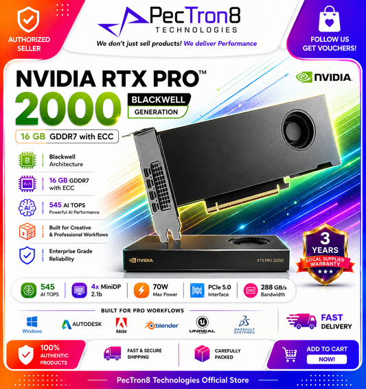 NVIDIA RTX PRO 2000 Blackwell 16GB GDDR7 ECC Workstation Graphics Card