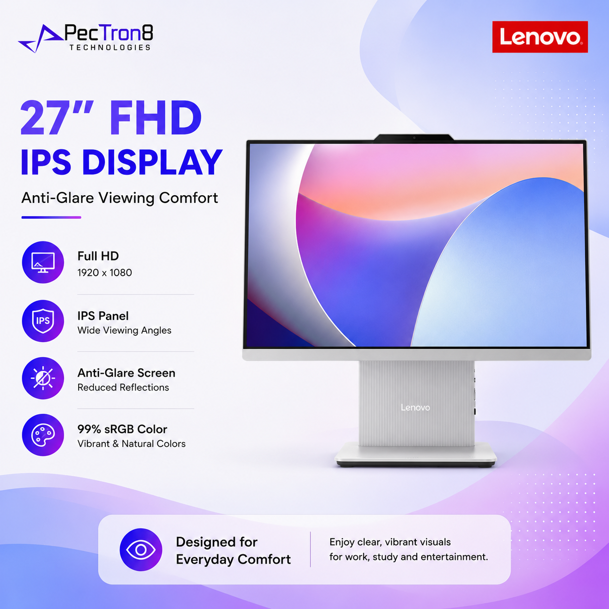 Lenovo IdeaCentre AIO 27IRH9 27” FHD IPS All-in-One PC i5-13420H 16GB DDR5 512GB SSD Win11 Wireless Keyboard Mouse