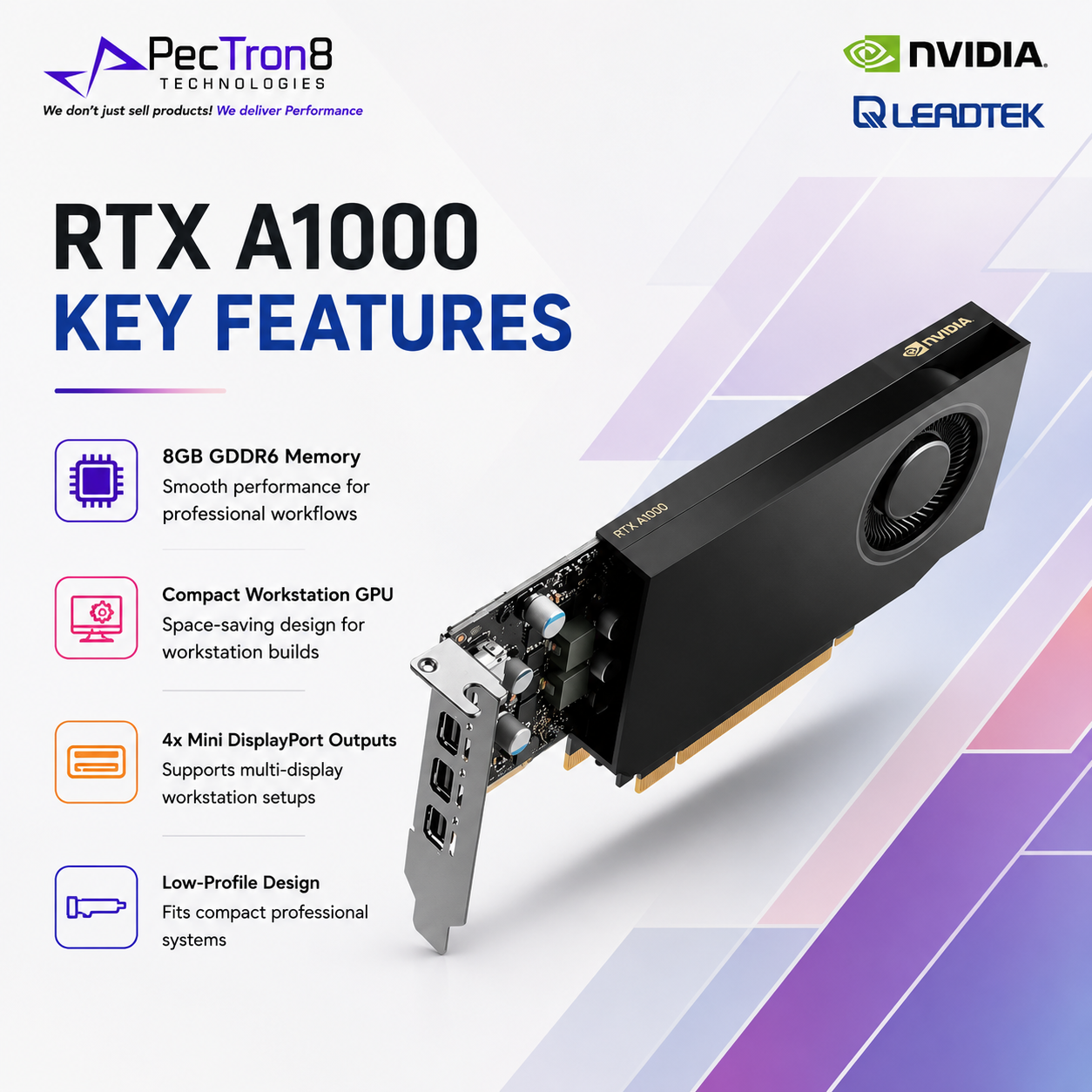 NVIDIA RTX A1000 8GB GDDR6 PCIe Gen4 x8 Workstation Graphics Card