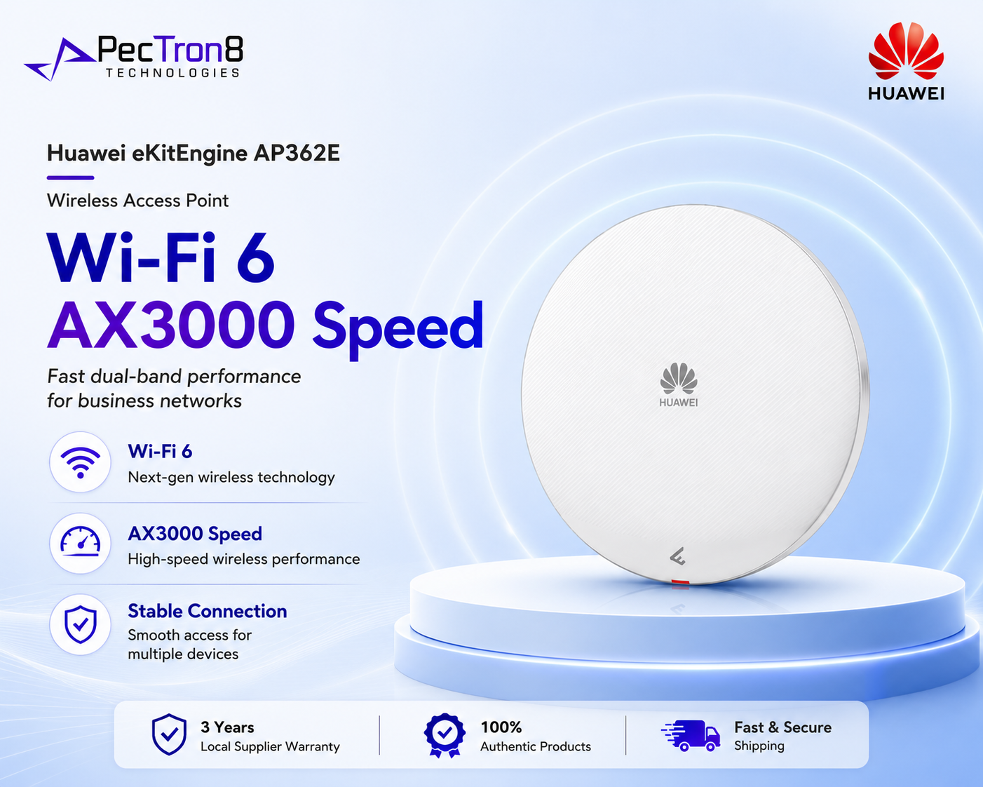 Huawei eKitEngine AP362E AX3000 WiFi 6 Dual-Band PoE Wireless Access Point
