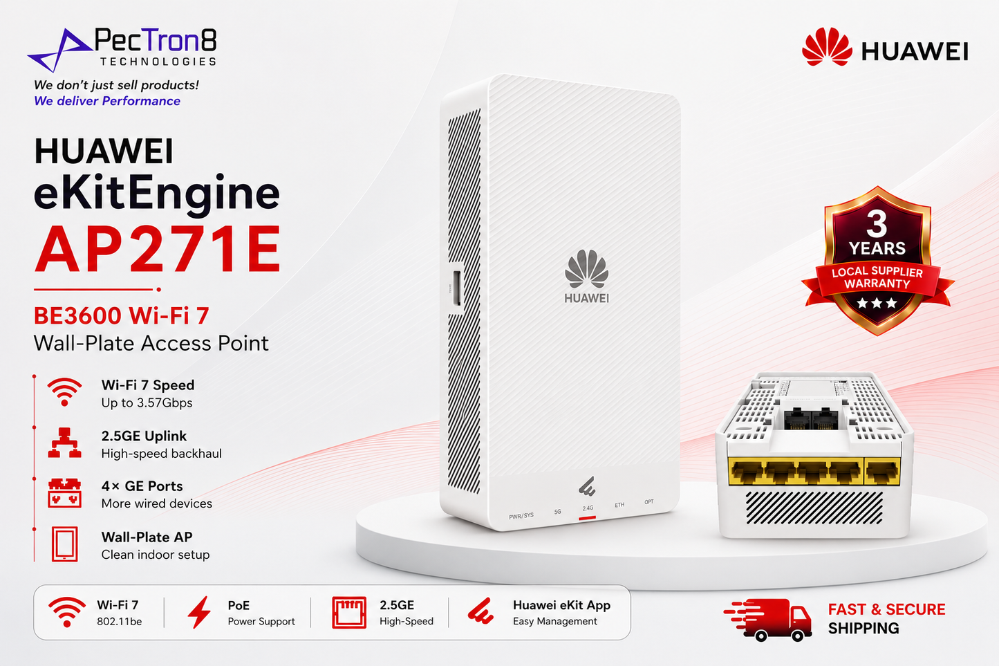 Huawei eKitEngine AP271E BE3600 Wi-Fi 7 Wall Plate Access Point