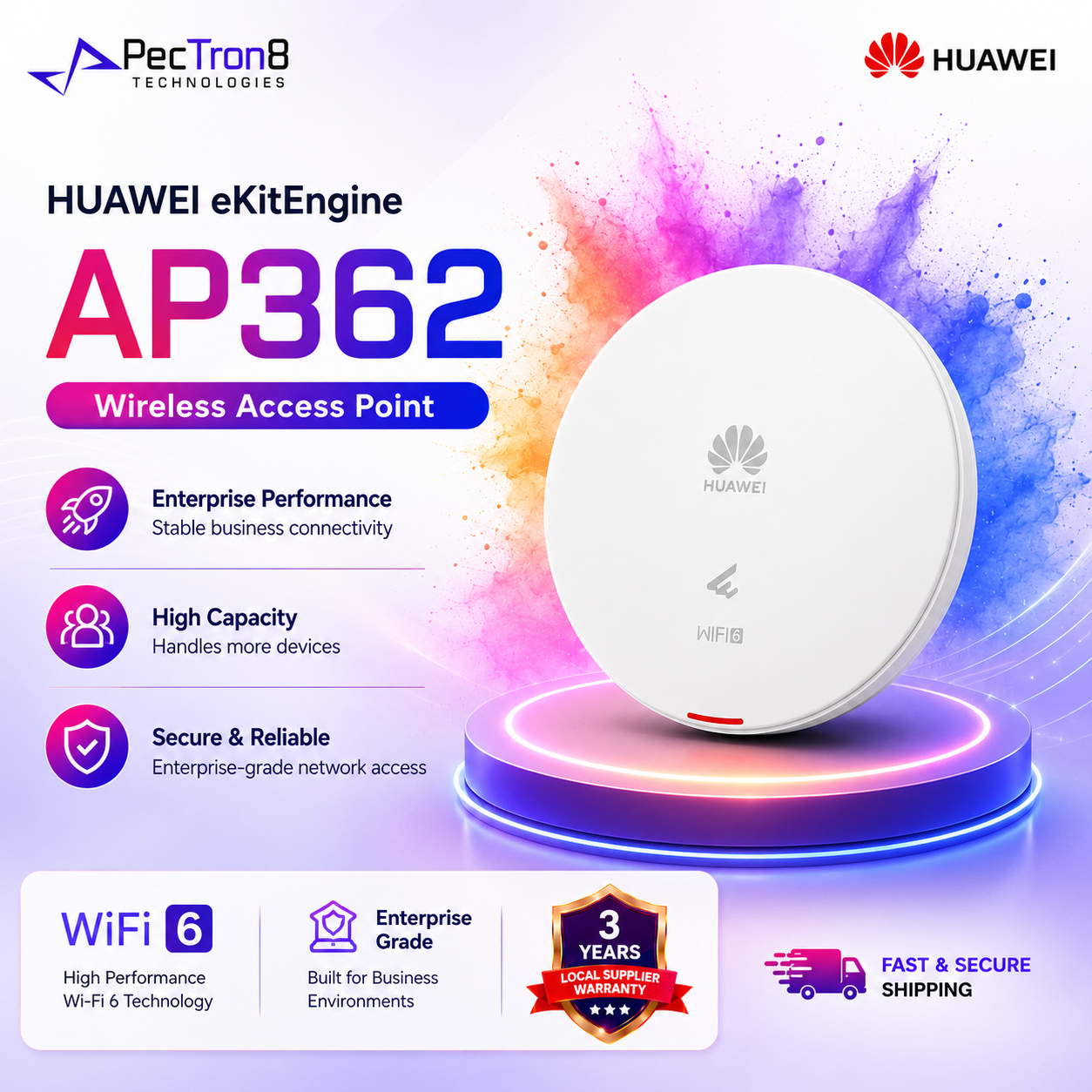 Huawei eKitEngine AP362 WiFi 6 AX3000 Wireless Access Point Dual Band PoE Gigabit Ceiling Wall Mount