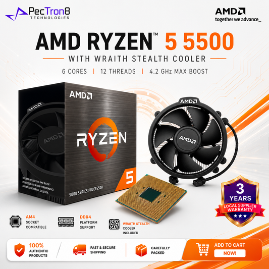 AMD Ryzen 5 5500 Processor 6 Cores 12 Threads AM4 4.2GHz with Wraith Stealth Cooler