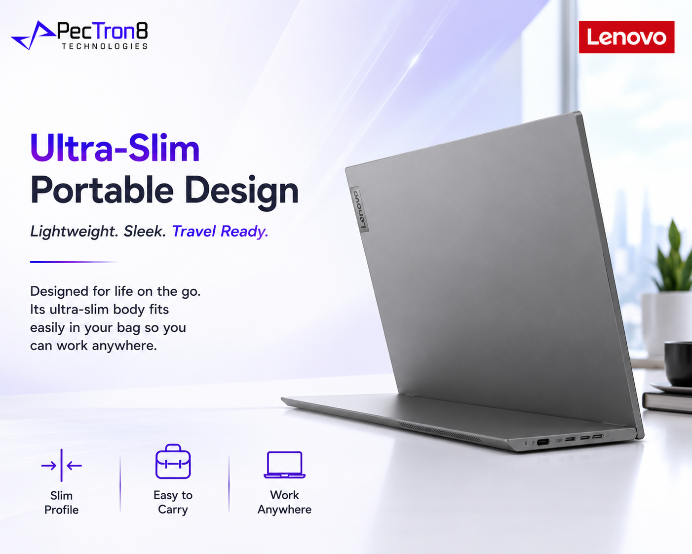 Lenovo L15 15.6 Inch FHD Portable Monitor USB-C Plug & Play Ultra-Slim IPS Display