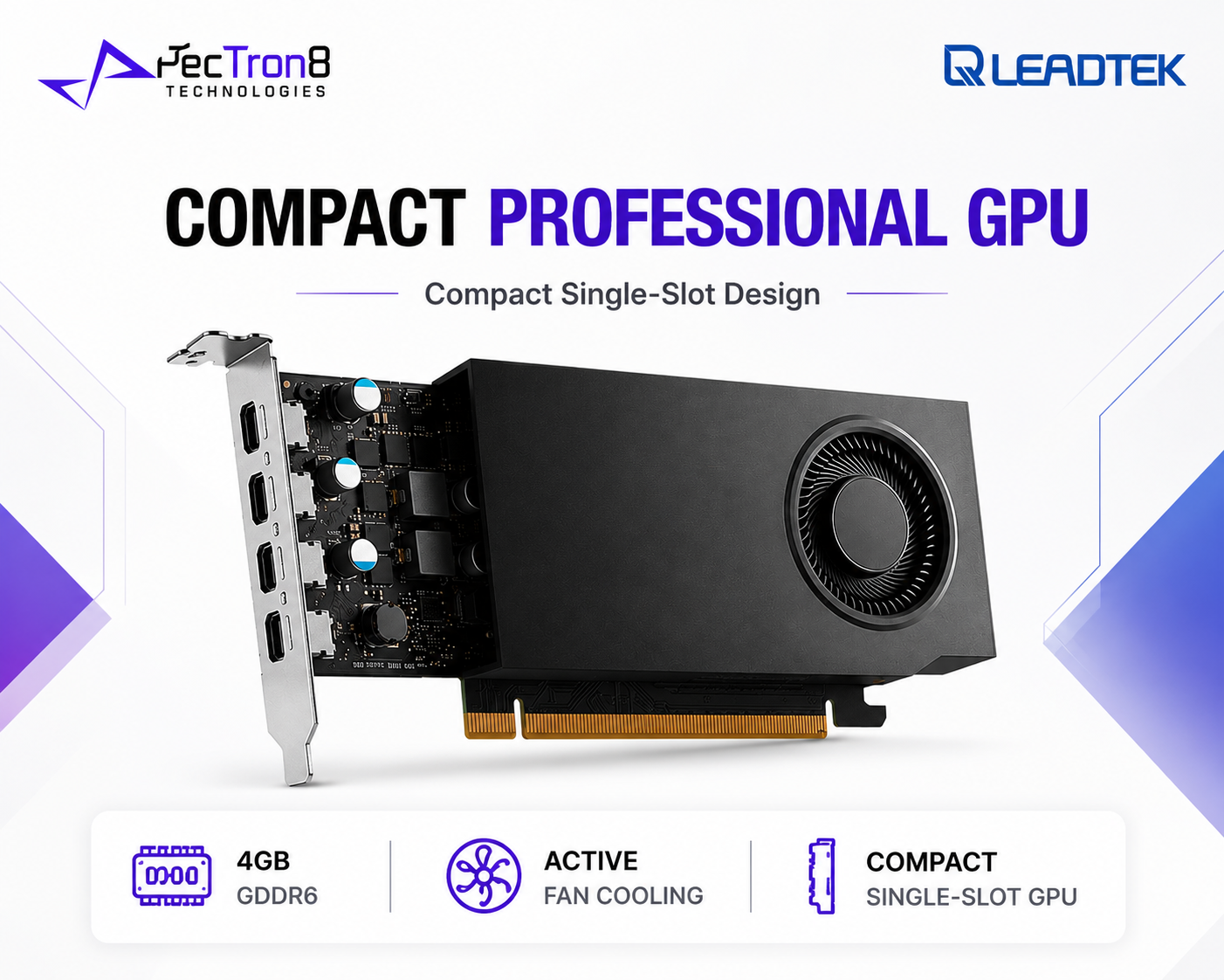 NVIDIA RTX A400 4GB GDDR6 Leadtek Professional GPU 4x mDP 1.4a Single-Slot PCIe 4.0 x8