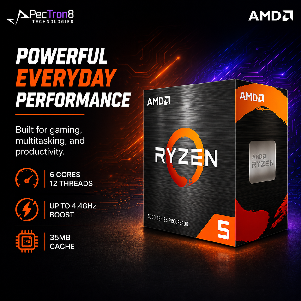 AMD Ryzen 5 5600 Processor with Wraith Stealth Cooler AM4 6 Core 12 Thread 4.4GHz 35MB Cache