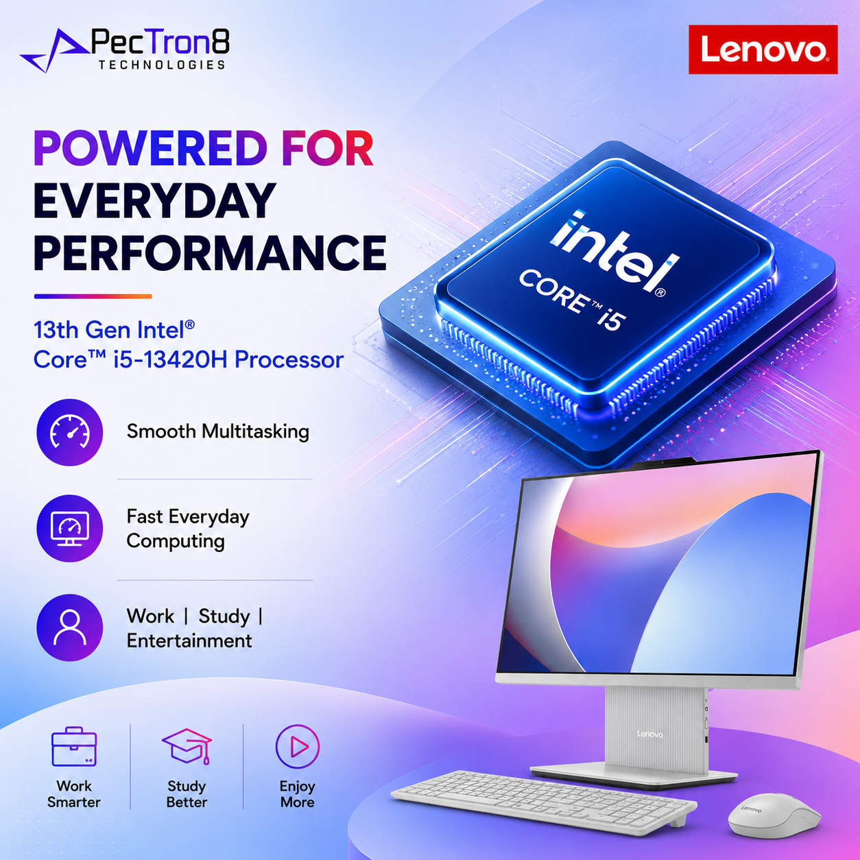 Lenovo IdeaCentre AIO 27IRH9 27” FHD IPS All-in-One PC i5-13420H 16GB DDR5 512GB SSD Win11 Wireless Keyboard Mouse