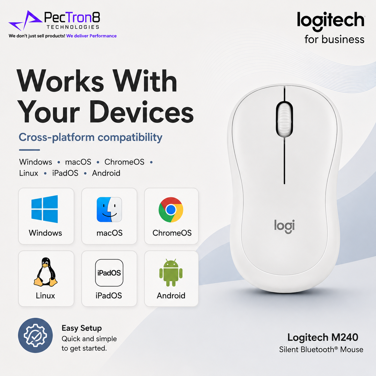 Logitech M240 Silent Wireless Mouse, Off White / Graphite / Rose, Compact Bluetooth Mouse