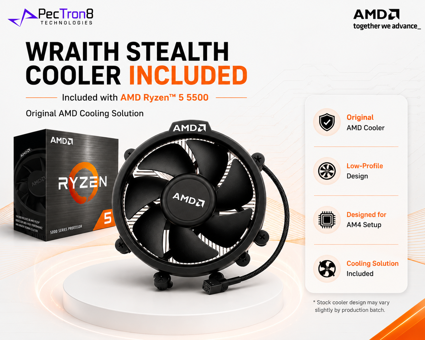 AMD Ryzen 5 5500 Processor 6 Cores 12 Threads AM4 4.2GHz with Wraith Stealth Cooler