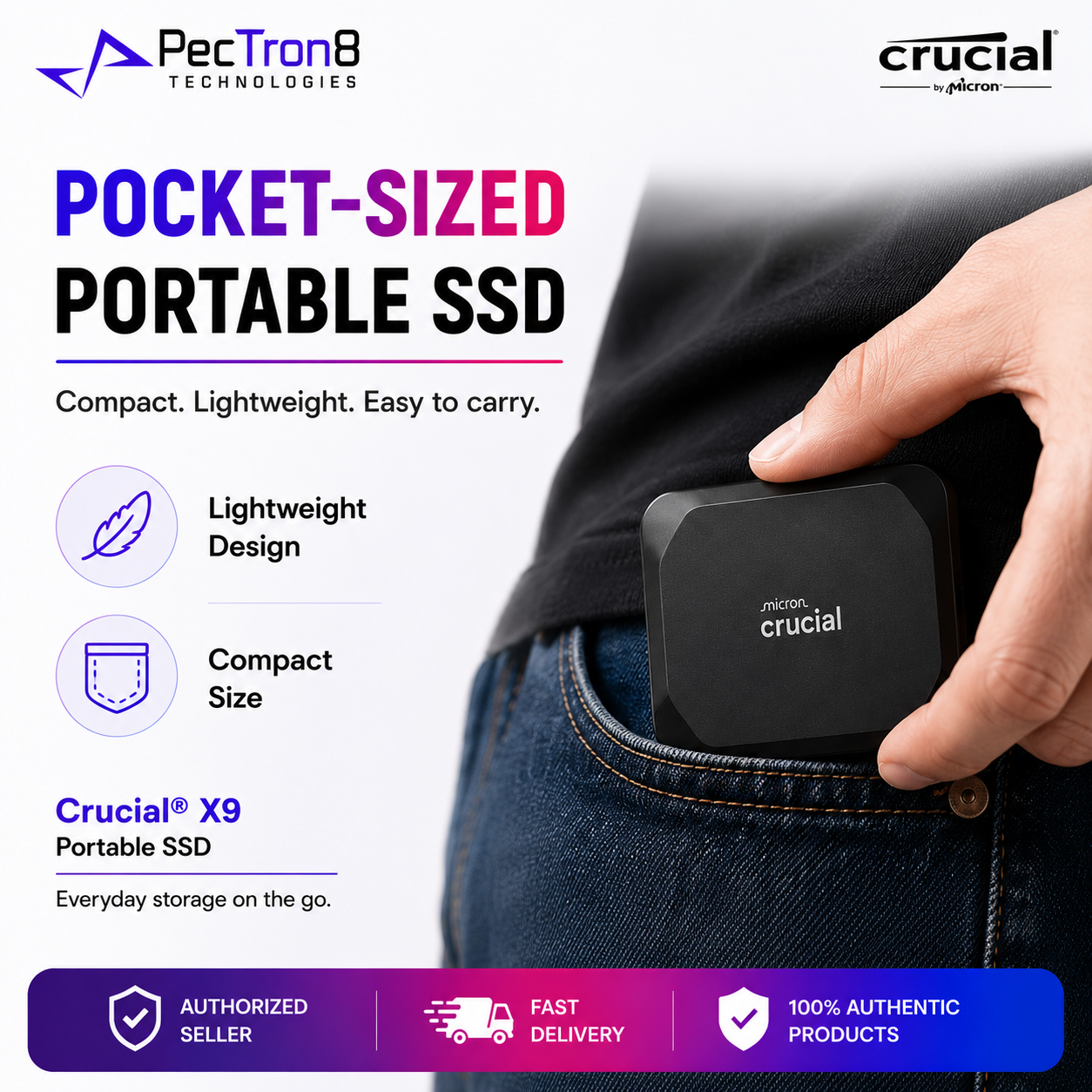 Crucial X9 4TB Portable SSD USB-C External Solid State Drive Up to 1050MB/s Read for Laptop PC Mac Android