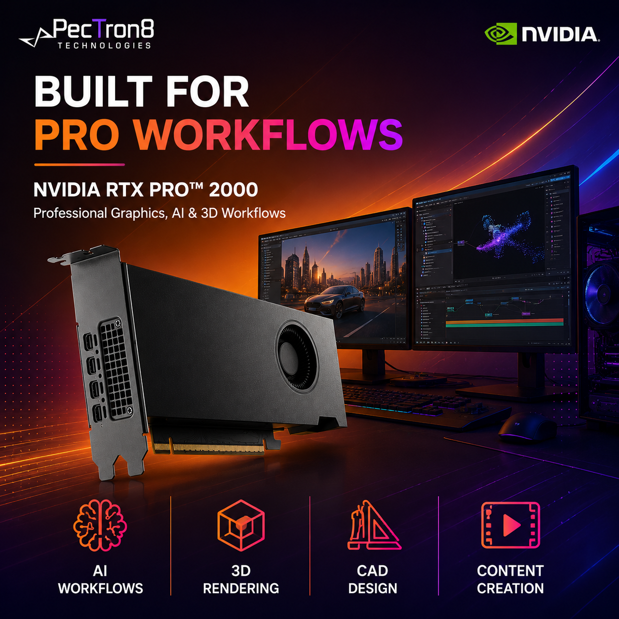 NVIDIA RTX PRO 2000 Blackwell 16GB GDDR7 ECC Workstation Graphics Card