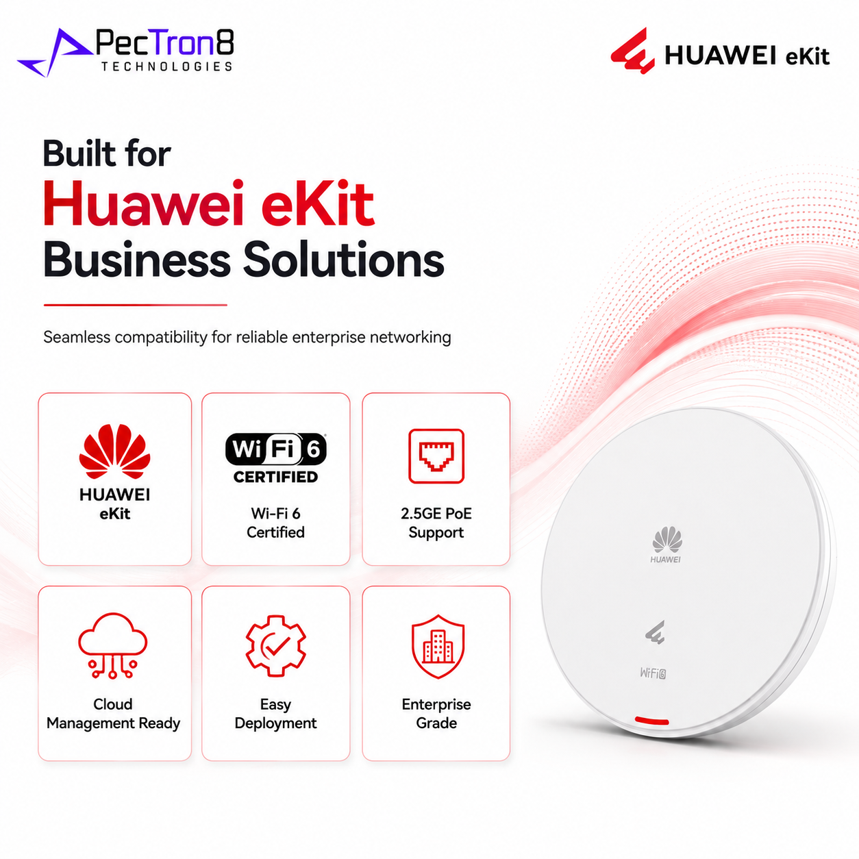 HUAWEI eKitEngine AP661 Wi-Fi 6 Access Point Tri-Radio 6.575Gbps 2.5GE PoE Indoor Ceiling AP