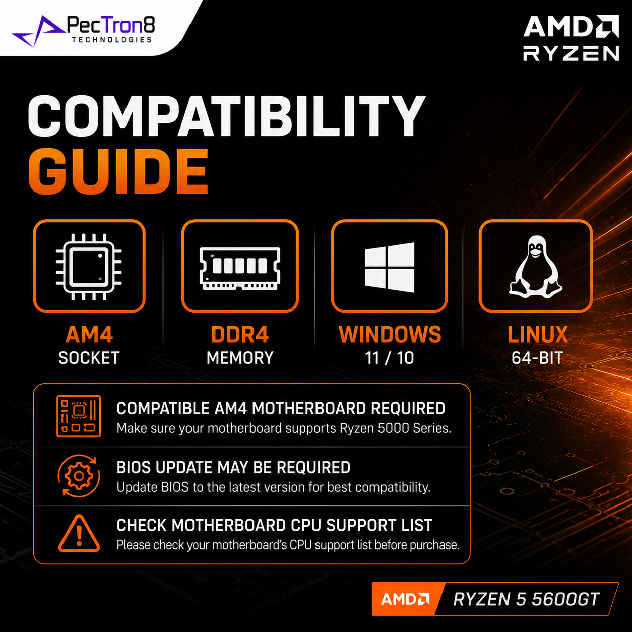 AMD Ryzen 5 5600GT AM4 Desktop Processor with Integrated Radeon Graphics