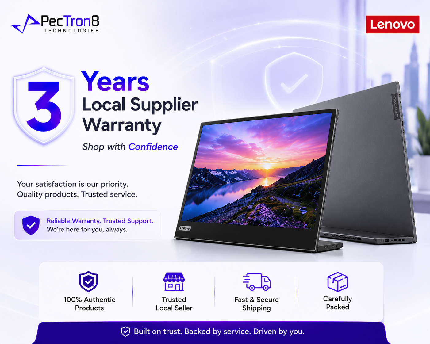 Lenovo L15 15.6 Inch FHD Portable Monitor USB-C Plug & Play Ultra-Slim IPS Display