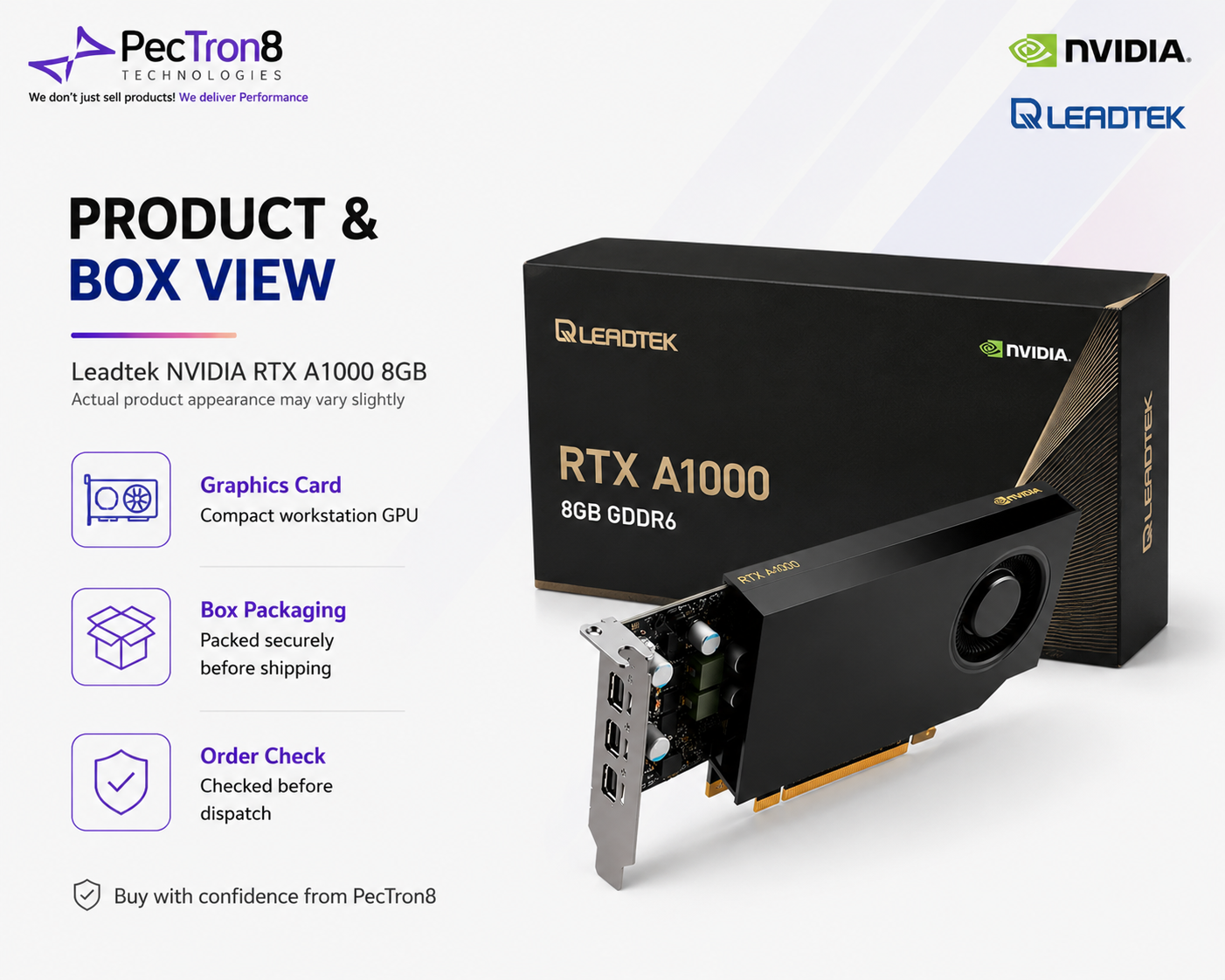 NVIDIA RTX A1000 8GB GDDR6 PCIe Gen4 x8 Workstation Graphics Card