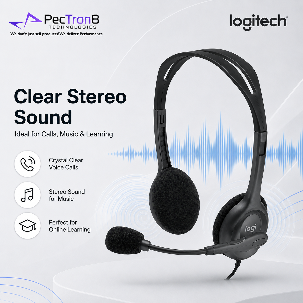 Logitech H111 Multi-Device Wired Headset with Foam Ear Pads and Flexible Rotating Mic