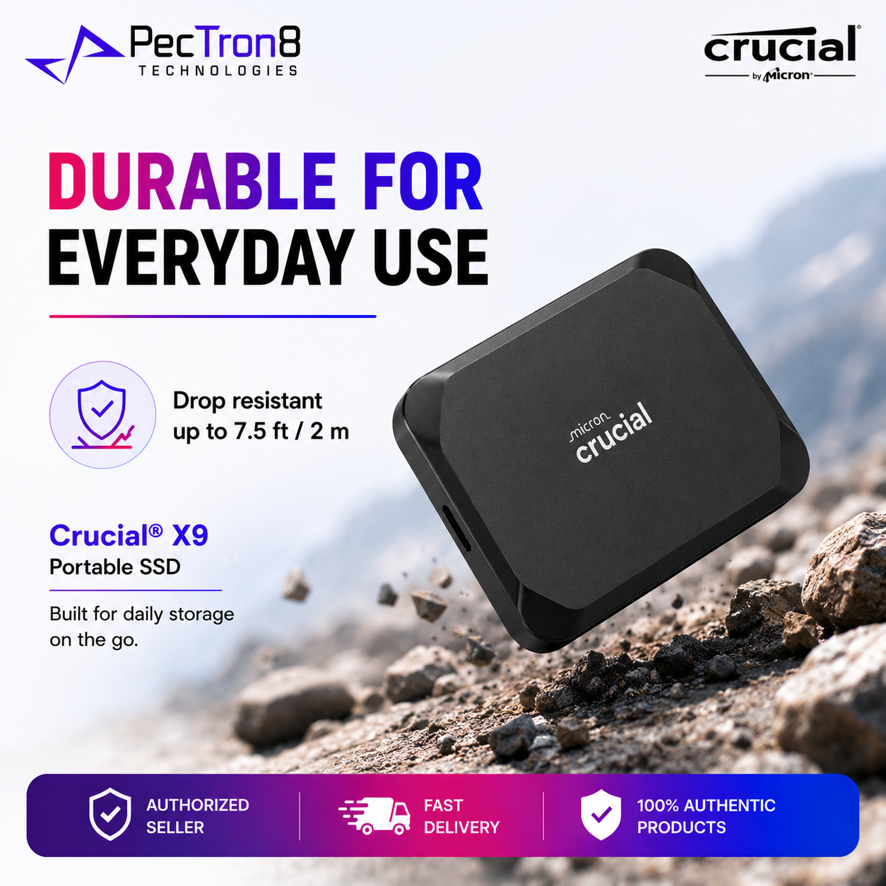Crucial X9 4TB Portable SSD USB-C External Solid State Drive Up to 1050MB/s Read for Laptop PC Mac Android