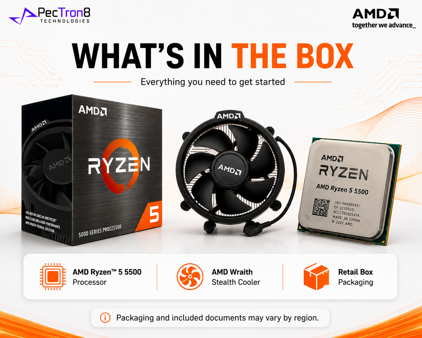 AMD Ryzen 5 5500 Processor 6 Cores 12 Threads AM4 4.2GHz with Wraith Stealth Cooler