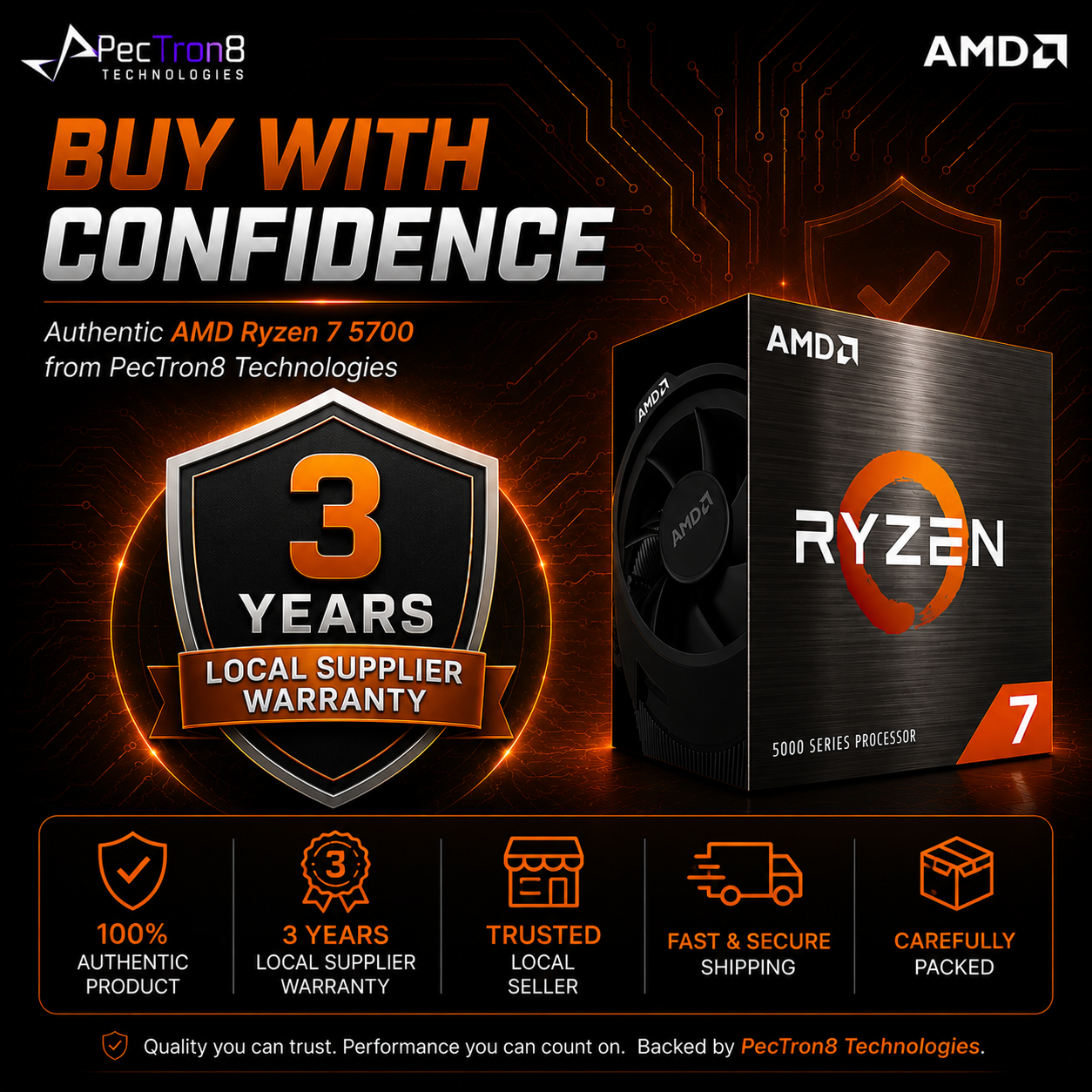 AMD Ryzen 7 5700 Desktop Processor 8 Cores 16 Threads AM4 Up to 4.6GHz with Wraith Spire Cooler